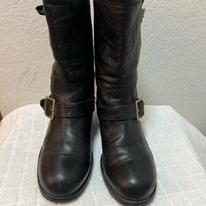 Jimmy Choo Black Leather Combat Boots